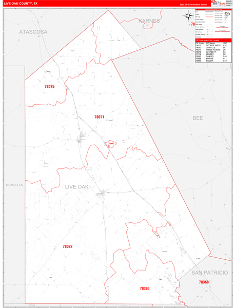 Live Oak County Digital Map Red Line Style